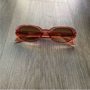 quay australia felt cute pink retro oval round narrow y2k modern sunglasses NEW